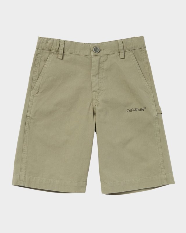 Boy's Bookish Diagonal Logo Worker Shorts, Size
